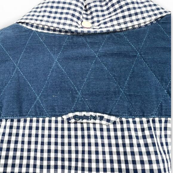 GANT M Checkerboard Shirt Button Down Up Gingham Comme des Garçons Mens Blue - Picture 5 of 7